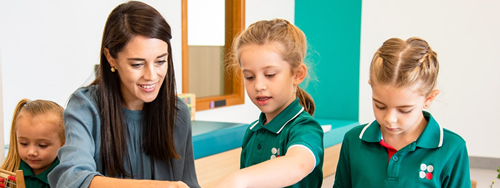 A teacher with students